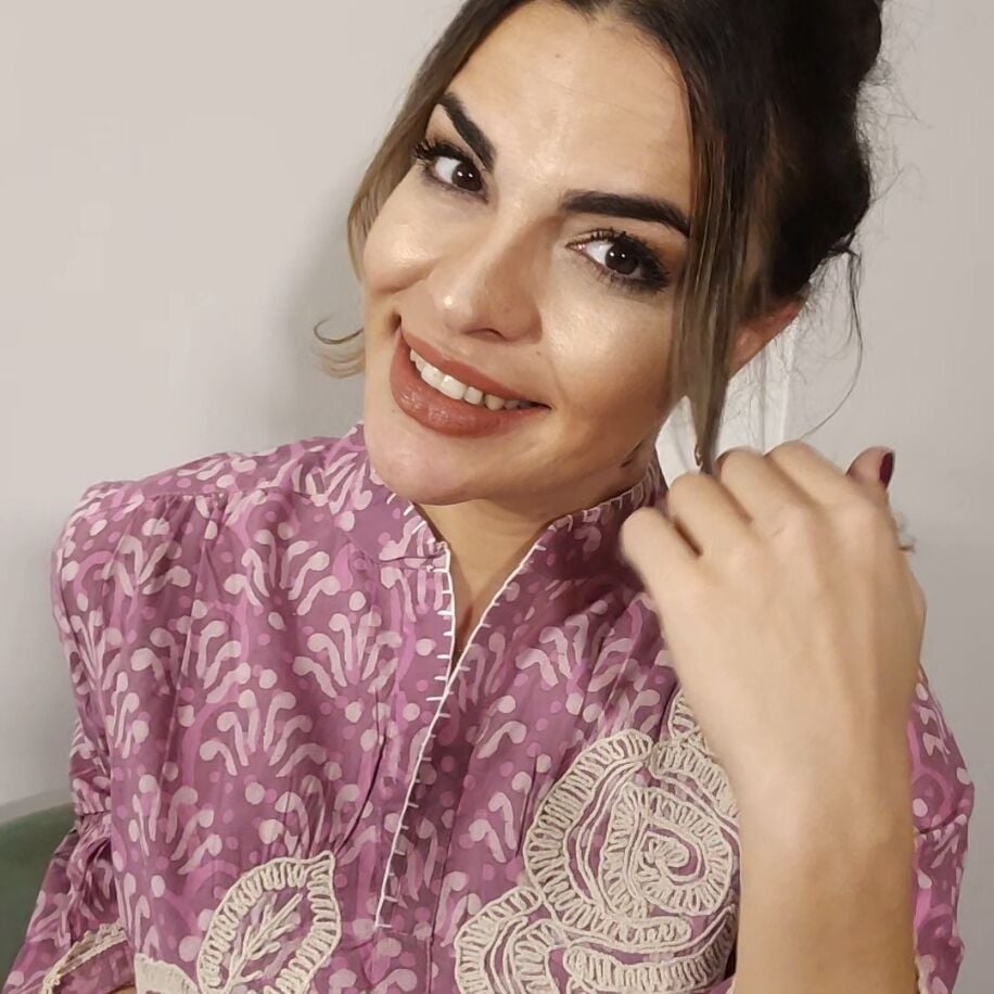 Taş Baskı Elbise H Pembe