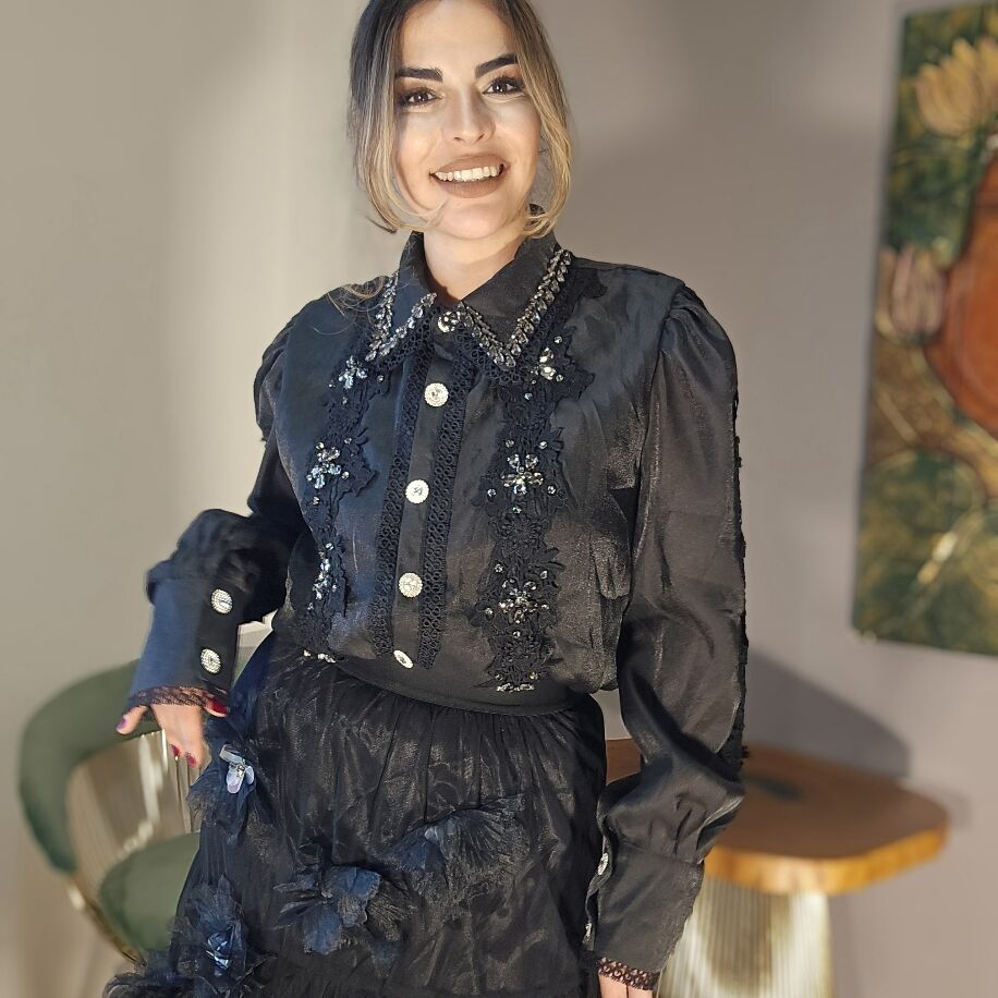 Tütü Çiçek Siyah Etek