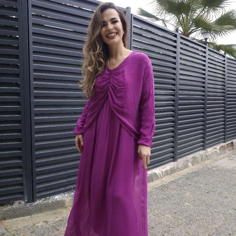 Bürüm İpek Elbise Menekşe