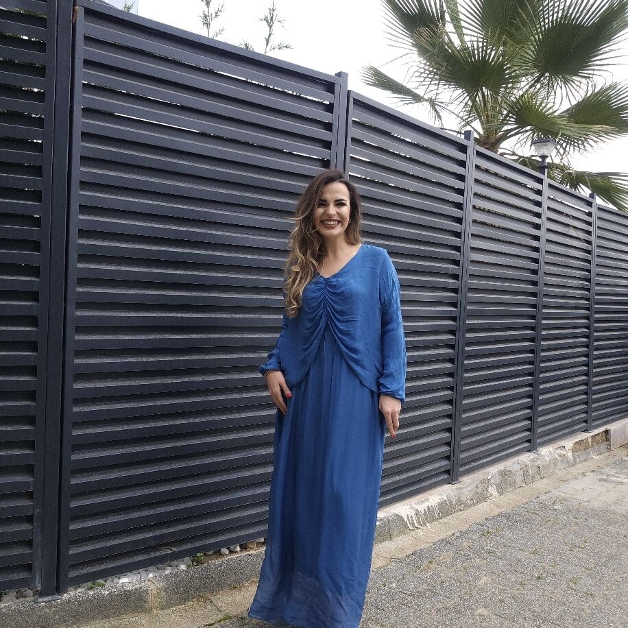 Bürüm İpek Elbise Petrol Y