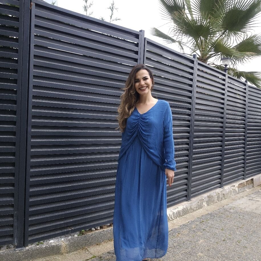 Bürüm İpek Elbise Petrol Y