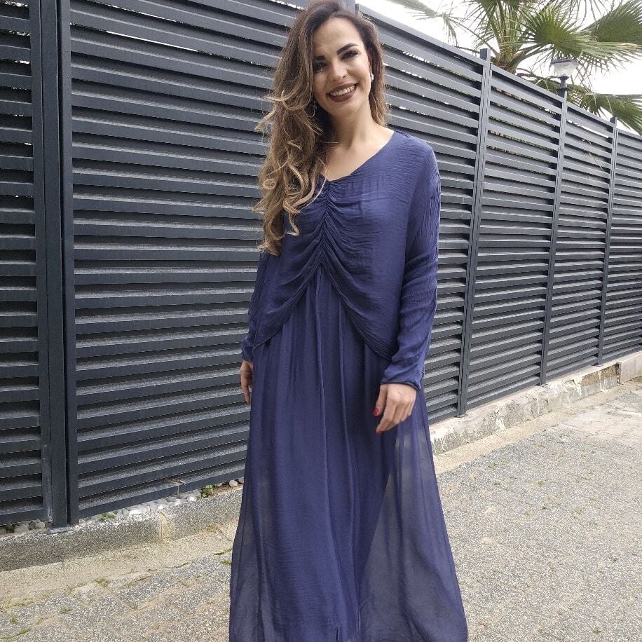Bürüm İpek Elbise Lacivert