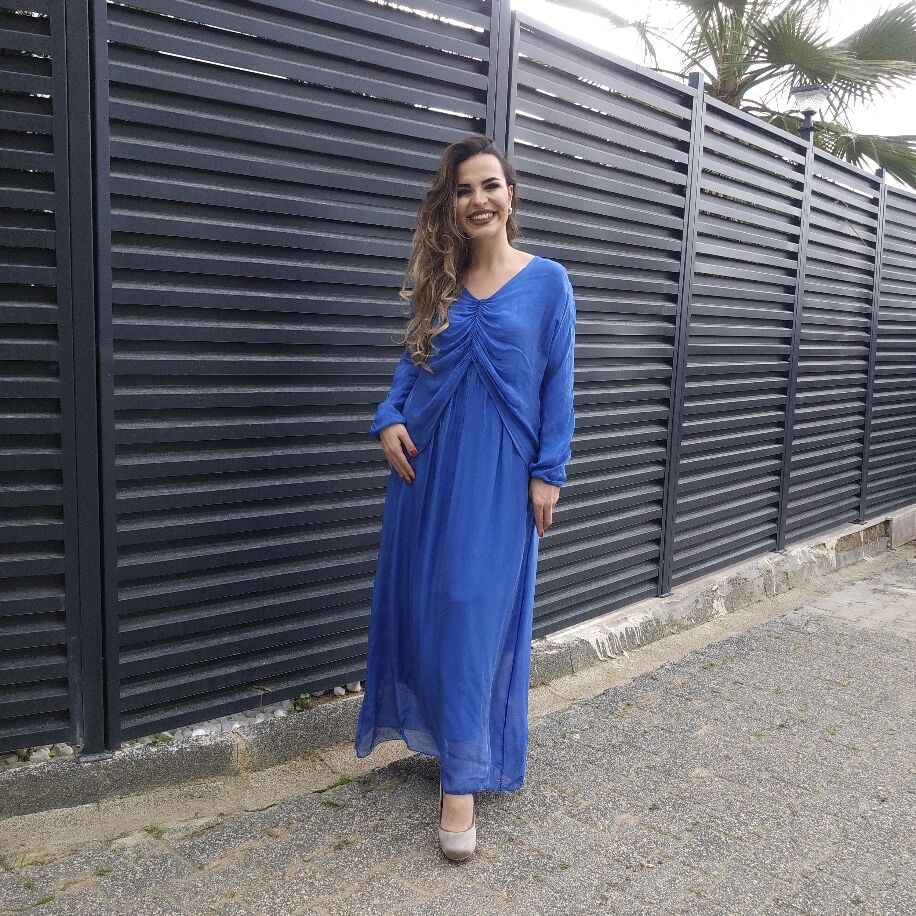 Bürüm İpek Elbise Saks