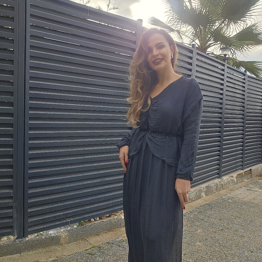 Bürüm İpek Elbise Gri