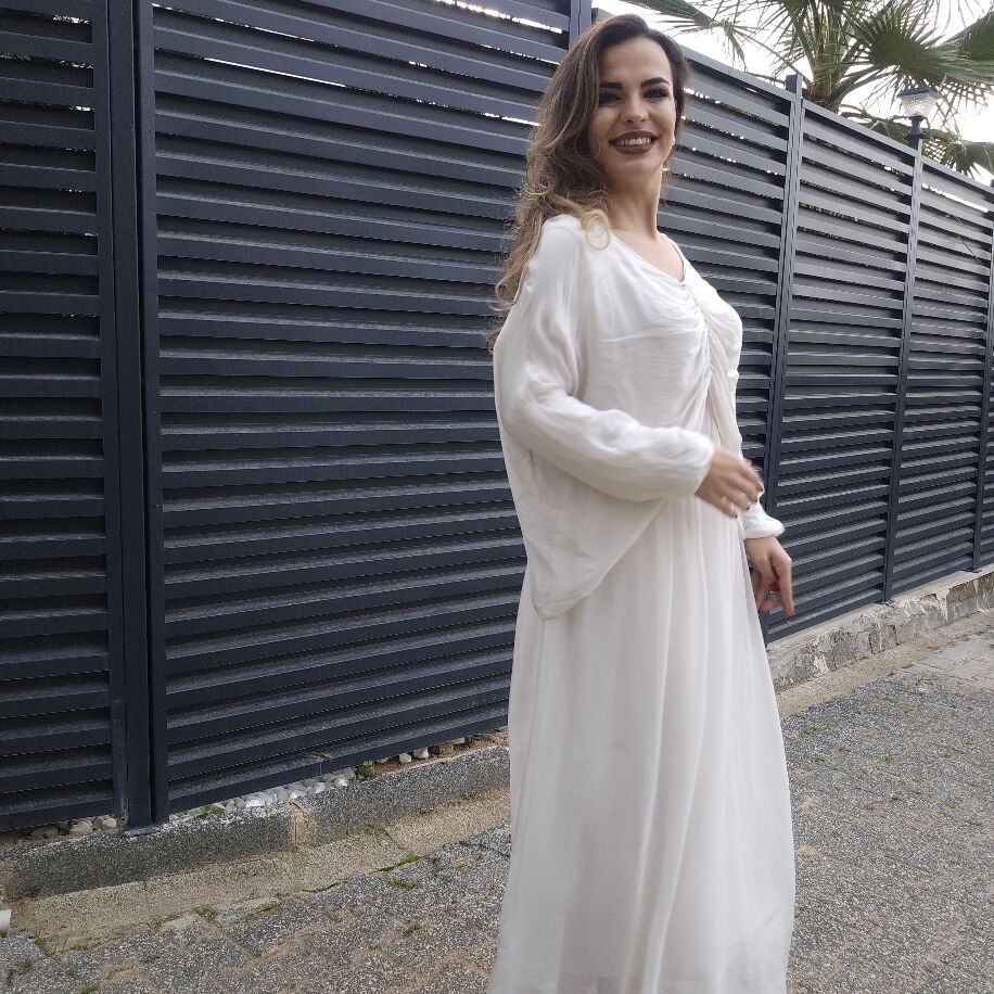 Bürüm İpek Elbise Beyaz