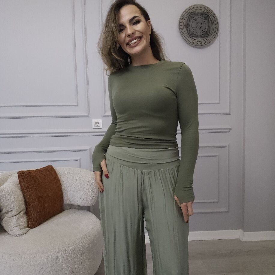 İtalyan İpek Pantolon Yeşil