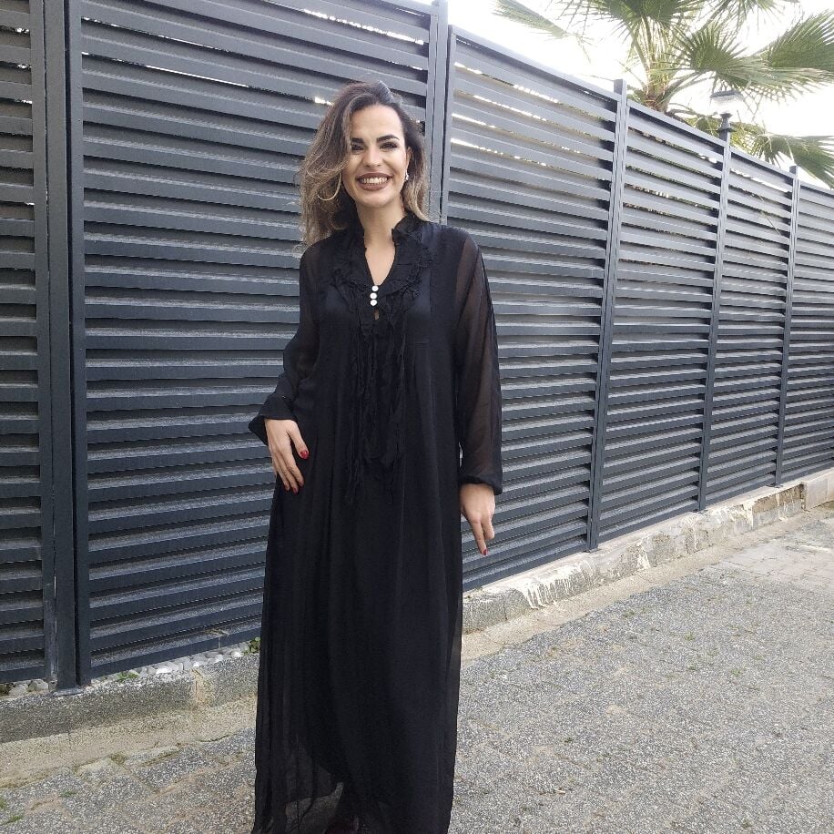 İtalyan Püsküllü İpek Elbise Siyah