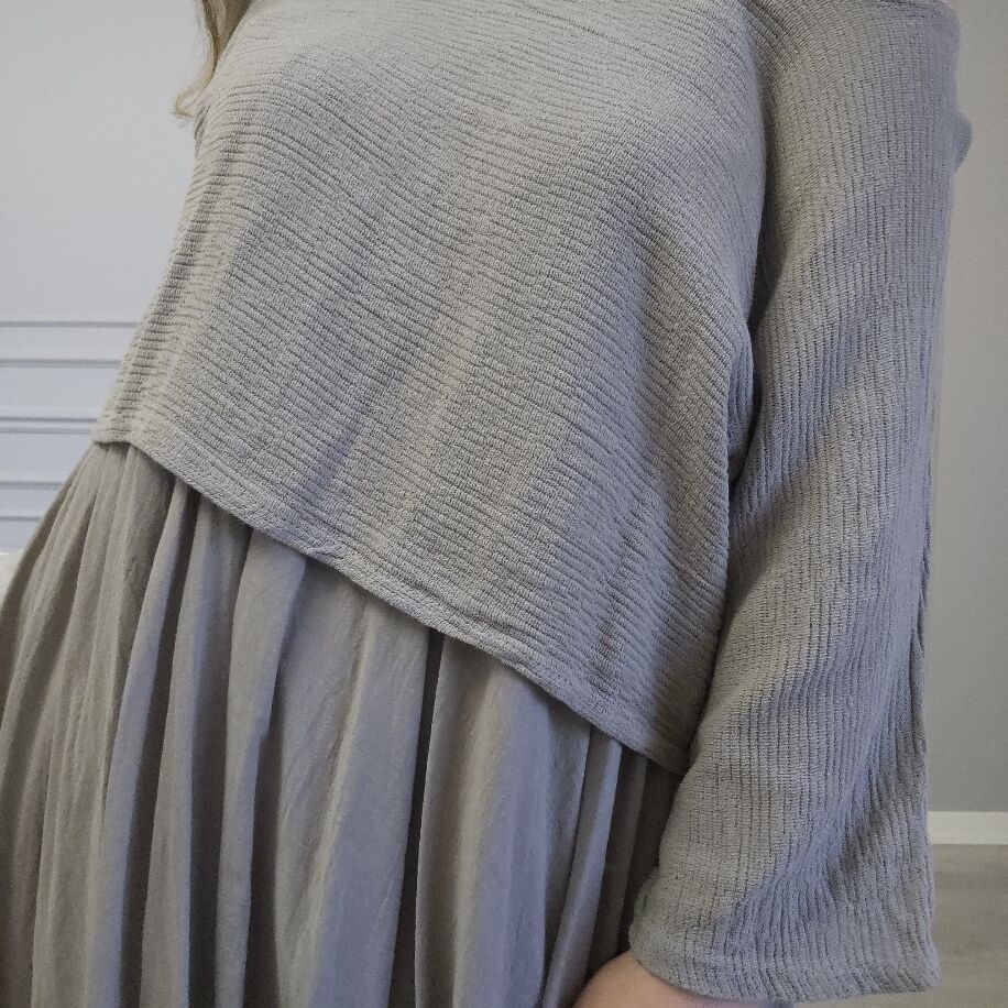 İtalyan 2li Keten Elbise Vizon