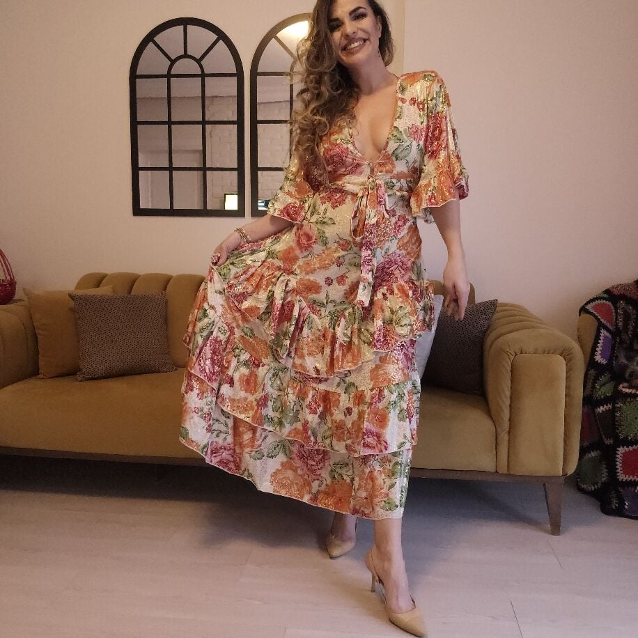 İthal Queen Elbise Bej