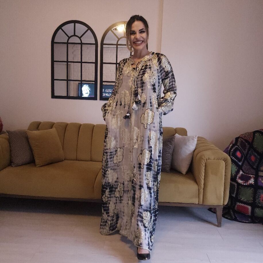 İthal Yaldız Batik Panço Siyah