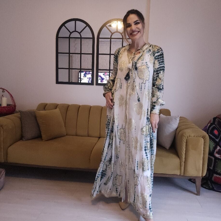 İthal Yaldız Batikli Panço Yeşil