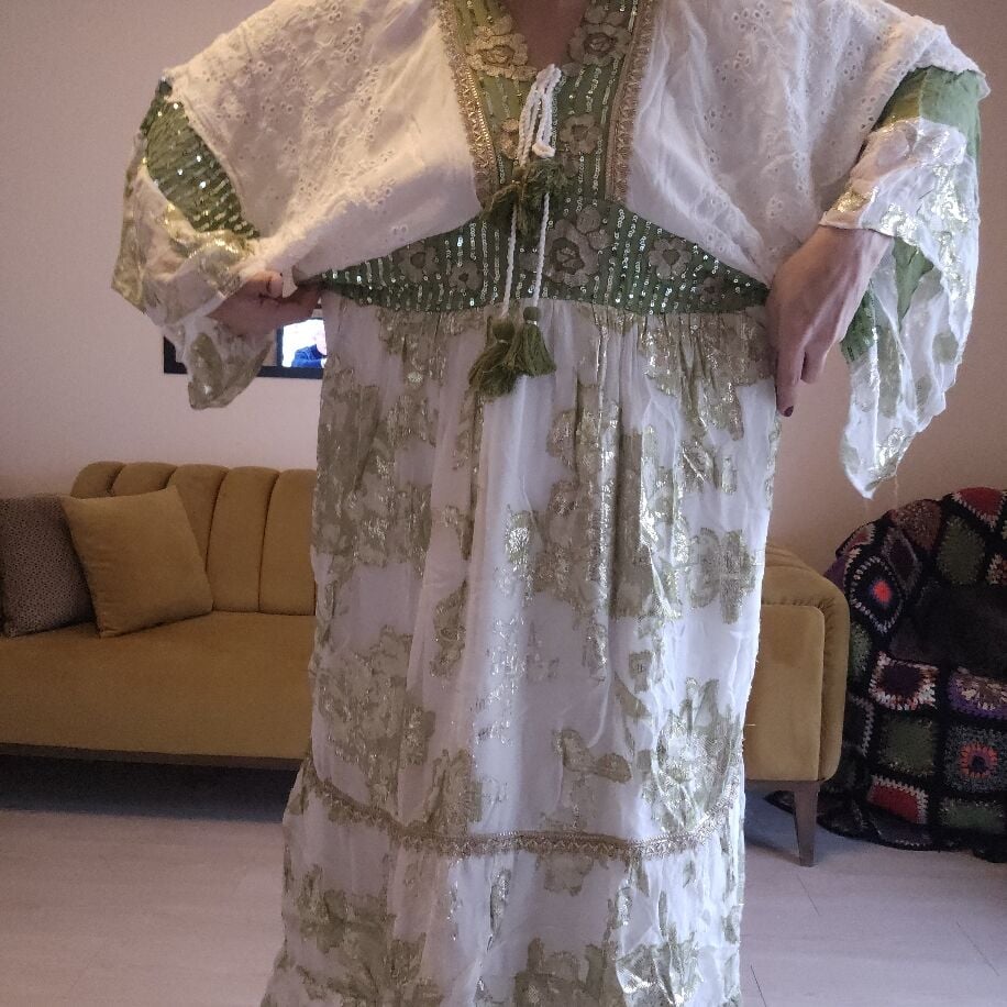 İthal Güpürlü Şifon Elbise