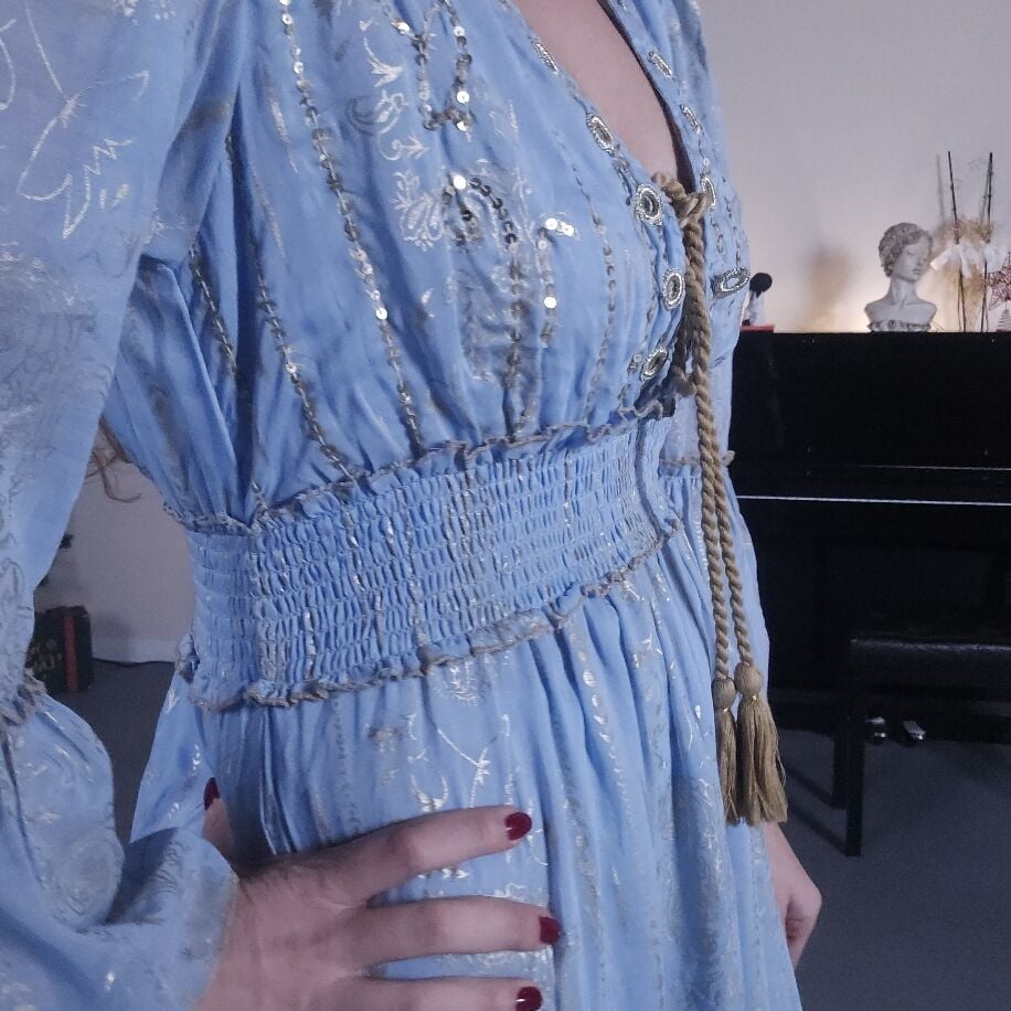 İthal Bohem Elbise Mavi