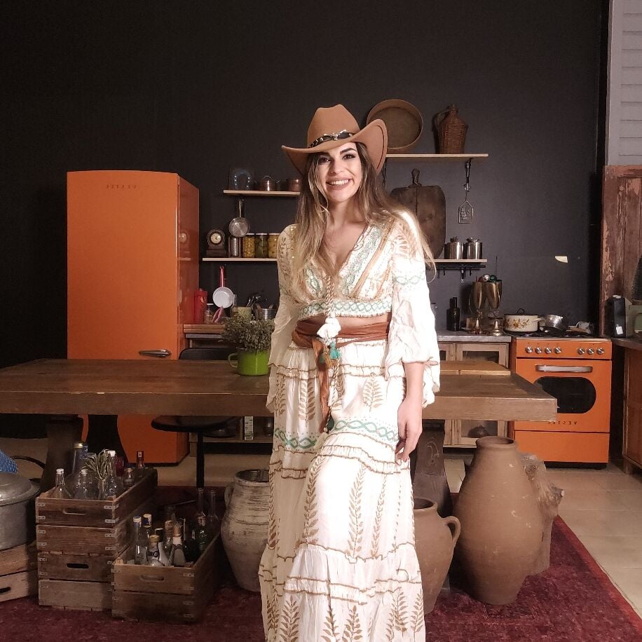 İthal Boho Takım Beyaz Yeşil