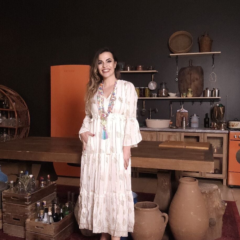 İthal Yaprak Boho Elbise Beyaz