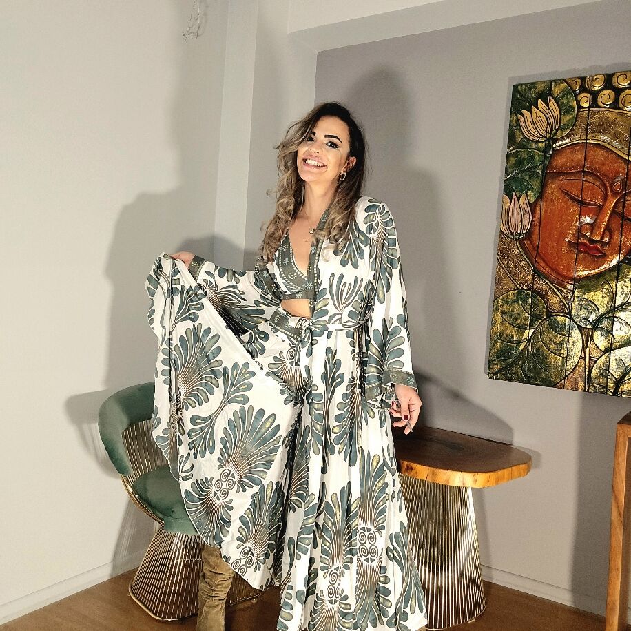 3 lü ipek takım beyaz