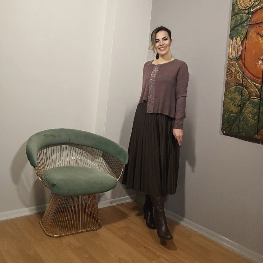 Triko Elbise Takım Kahve