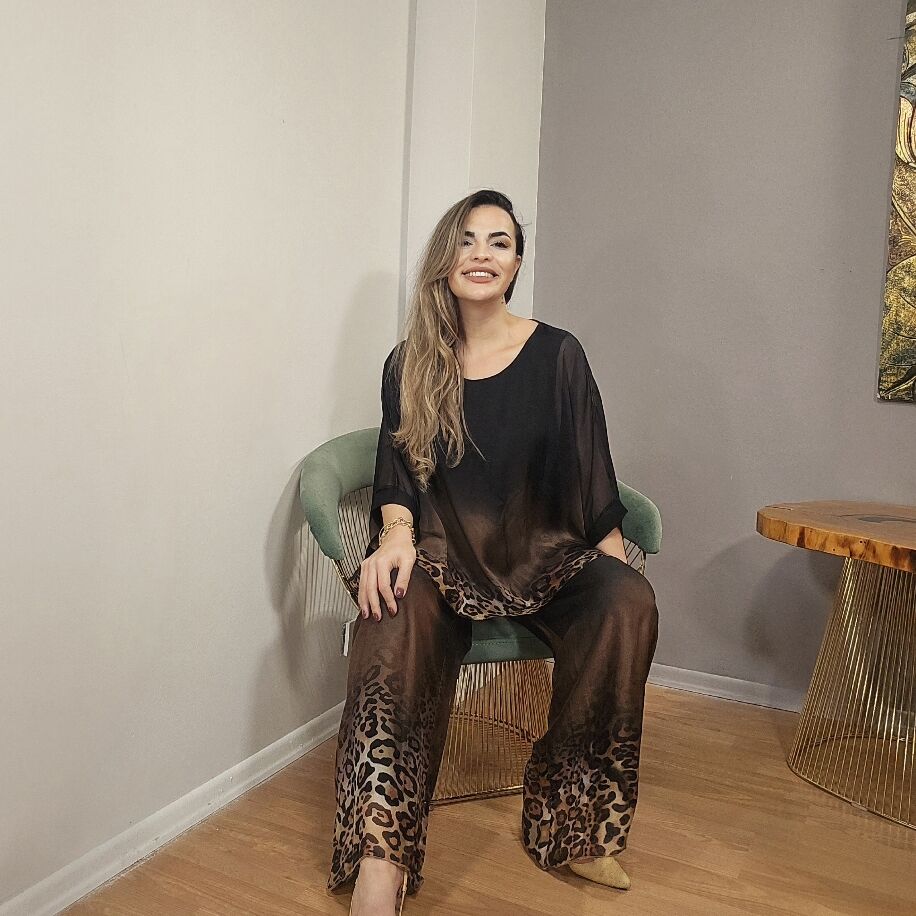 İpek Leopar Takım Siyah