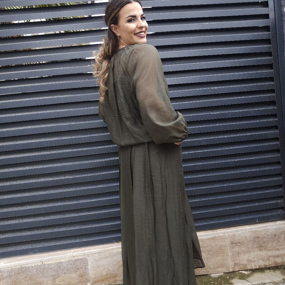 İtalyan Pileli İpek Takım Yeşil