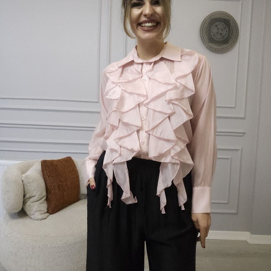 İtalyan Fırfırlı Gömlek Pembe