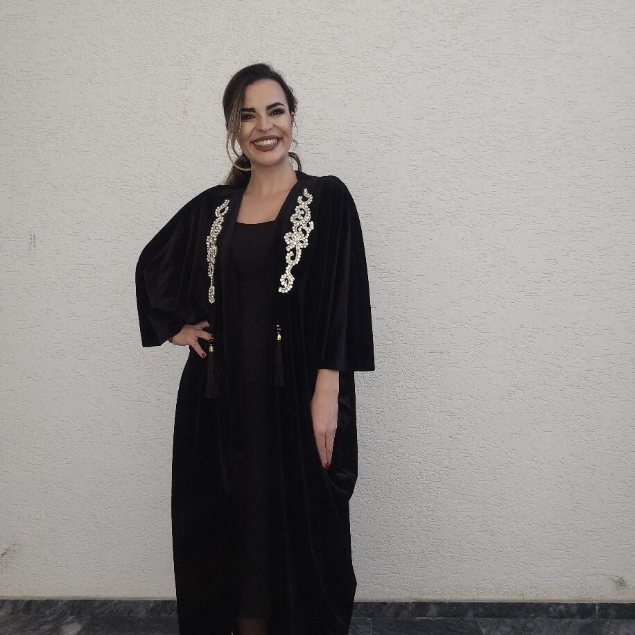 Kristal İşlemeli Abaya Siyah