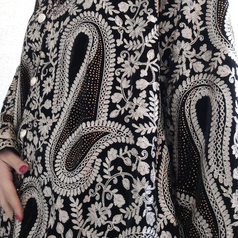 İthal Kadife Asaleti Kısa Kaftan  Beyaz