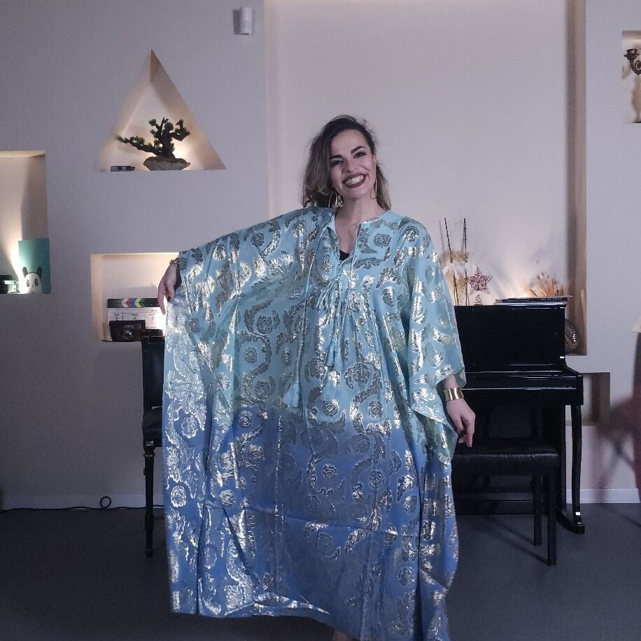 İthal Kaftan Turkuaz   Mavi