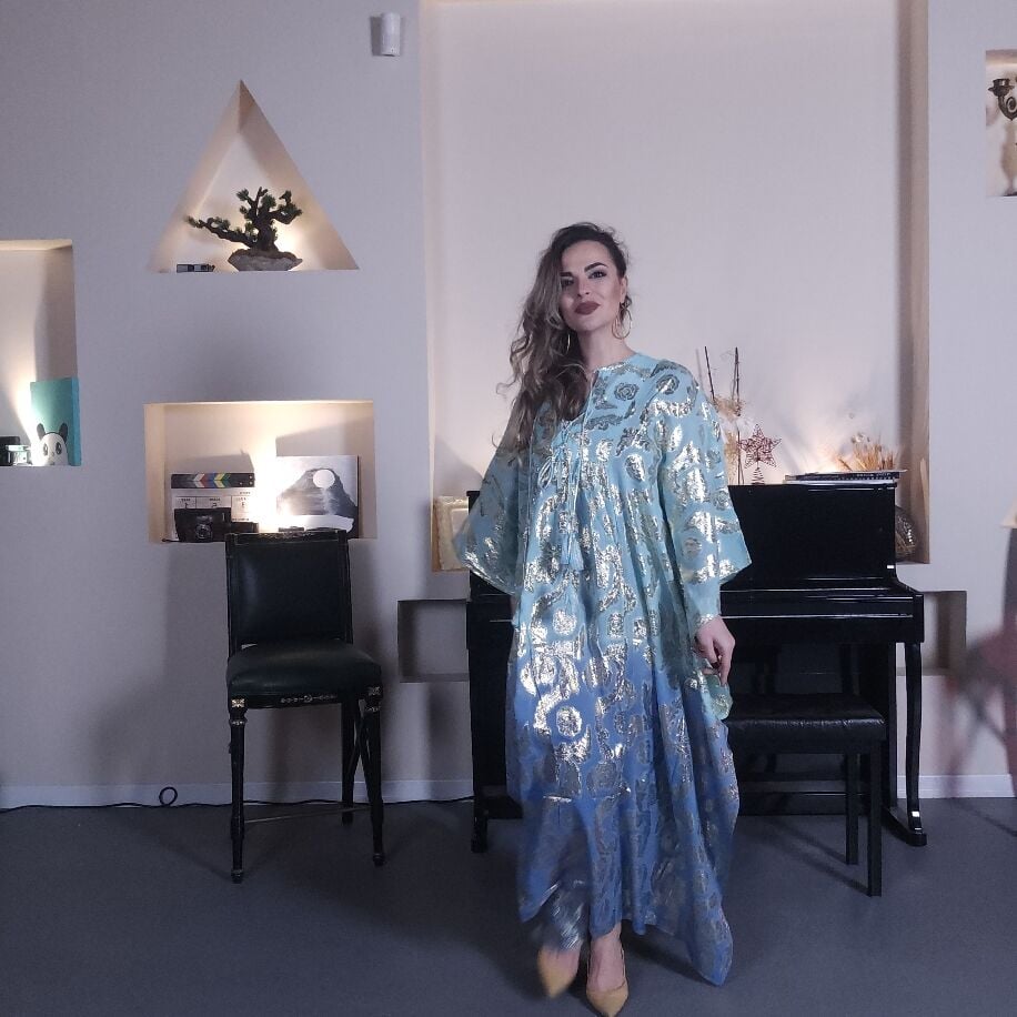 İthal Kaftan Turkuaz   Mavi