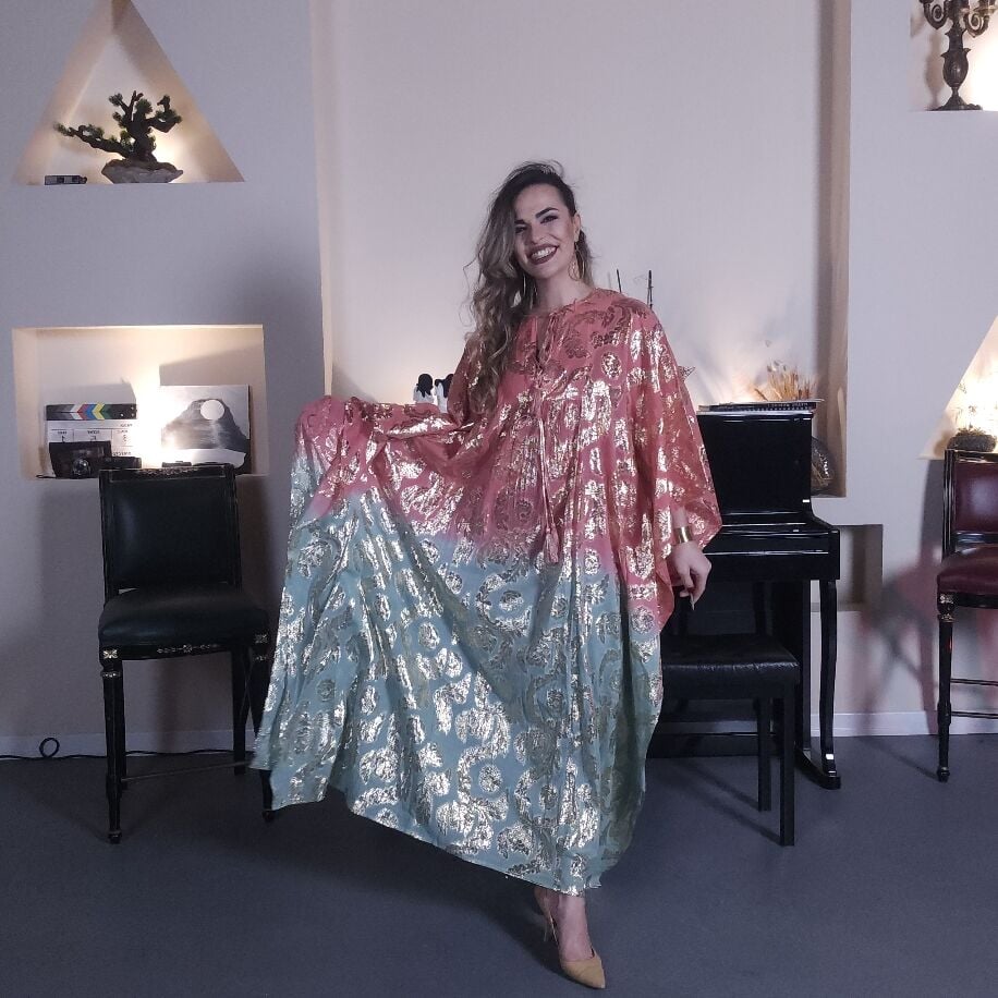 İthal Kaftan Pembe   Turkuaz