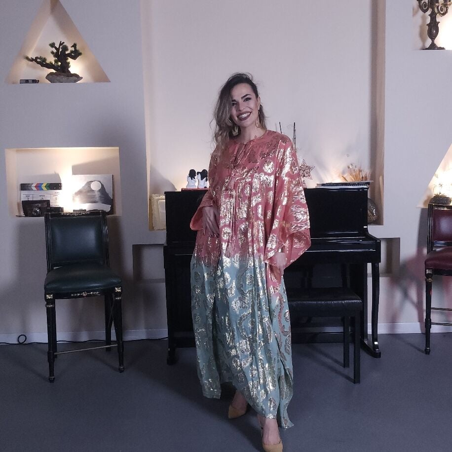 İthal Kaftan Pembe   Turkuaz